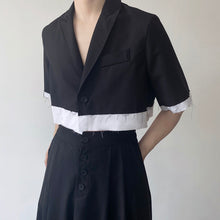 Load image into Gallery viewer, Summer Raw Edge Contrasting Color Super Short Blazer