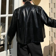 Load image into Gallery viewer, Round Neck PU Leather Cropped Jacket