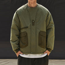 Load image into Gallery viewer, Color-blocked Crew Neck Quilted Cotton Coat