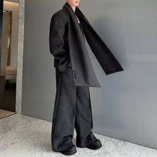 Load image into Gallery viewer, Woolen Elegant Collarless Suit Jacket Scarf and Casual Pants Three-piece Suit