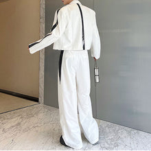 Load image into Gallery viewer, Black White Contrasting Blazer Wide-leg Pants Two-piece Set