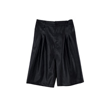 Load image into Gallery viewer, Black Pu Leather Wide Leg Shorts