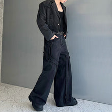 Load image into Gallery viewer, Vintage Denim Washed Jacket Wide Leg Pants Two-Piece Set