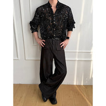 Load image into Gallery viewer, Vintage Floral Printed Velvet Metal Button Long Sleeve Shirt