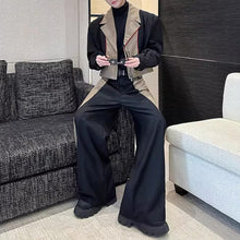 Load image into Gallery viewer, Structured Contrast Color Patchwork Pleated Jacket Fake Two-piece Pants Two-piece Suit