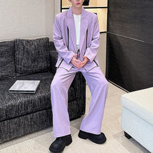 Load image into Gallery viewer, Double Zipper Deconstructed Shoulder Pad Suit Jacket and Trousers Two-piece Suit