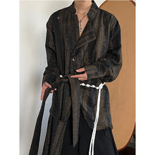 Load image into Gallery viewer, Vintage Tie-dye Ribbon Stand Collar Pleated Shirt