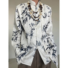 Load image into Gallery viewer, Casual Disc Button Stand Collar Jacquard Retro Shirt