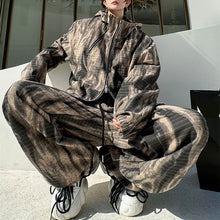 Load image into Gallery viewer, Printed Zipper Casual Hooded Sweatshirt Loose Trousers Two-piece Set