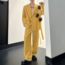 Load image into Gallery viewer, Ribbon Decorated Blazer Loose Straight Pants Two-piece Set