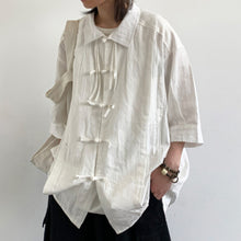 Load image into Gallery viewer, Cotton And Linen Buttoned Pleated Shirt