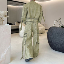 Load image into Gallery viewer, Washed Multi-pocket Workwear Denim Suit