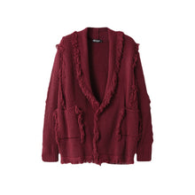 Load image into Gallery viewer, Raw Edge Star Pattern Cardigan Sweater