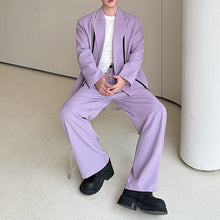 Load image into Gallery viewer, Double Zipper Deconstructed Shoulder Pad Suit Jacket and Trousers Two-piece Suit