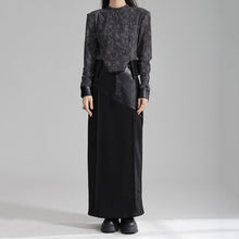 Load image into Gallery viewer, Spliced PU Leather A-line Slim Hip-hugging Skirt