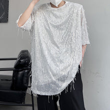 Load image into Gallery viewer, Sequined Fringed Short-sleeved T-shirt