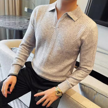 Load image into Gallery viewer, Lyocell V-neck Collared Slim Fit Knit Sweater