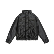 Load image into Gallery viewer, Stand Collar Lamb Wool PU Leather Jacket