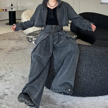 Load image into Gallery viewer, Loose Oversized Cropped Jacket Denim Set