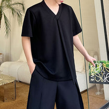 Load image into Gallery viewer, Ribbon V-neck Shoulder Pad T-shirt