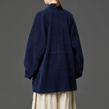 Load image into Gallery viewer, Corduroy Curved Collar Diagonal Placket Loose Hanfu Cardigan