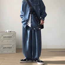 Load image into Gallery viewer, Elastic Waist Loose Denim Wide Leg Trousers