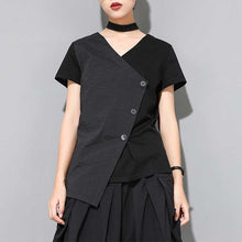 Load image into Gallery viewer, Black Irregular V-Neck Shirt