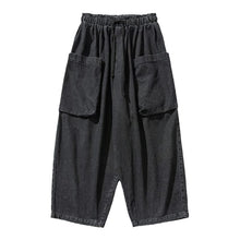 Load image into Gallery viewer, Japanese Retro Loose Large Pocket Denim Wide-leg Pants