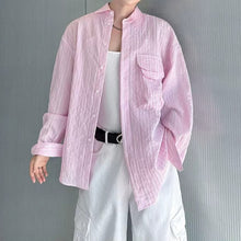 Load image into Gallery viewer, Loose-Fit Striped Collared Shirt