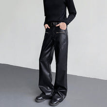Load image into Gallery viewer, Vintage Zipper PU Leather Bootcut Trousers