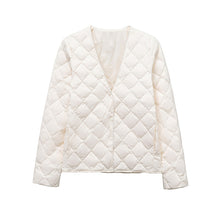 Load image into Gallery viewer, White Duck Down V-neck Down Jacket