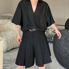 Load image into Gallery viewer, Satin Cropped V-neck Casual Shirt