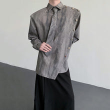 Load image into Gallery viewer, Metal Chain Tie Padded Shoulder Patchwork Shirt