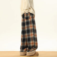 Load image into Gallery viewer, American Retro Plaid Thick Warm Trousers