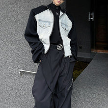 Load image into Gallery viewer, Denim Patchwork Contrast Color Cropped Jacket