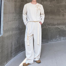 Load image into Gallery viewer, Retro Embroidered Sweatshirt and Wide-leg Trousers Two-piece Set