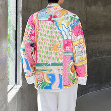Load image into Gallery viewer, Stand-collar Disc-button Floral Jacket