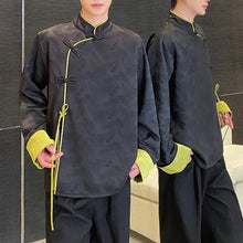 Load image into Gallery viewer, Jacquard Casual Contrast Stand Collar Loose Shirt