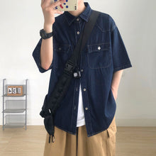 Load image into Gallery viewer, Denim Short-sleeved Loose Work Shirt