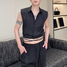 Load image into Gallery viewer, Strappy Short Loose Lapel Vest
