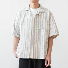 Load image into Gallery viewer, Colorblock Striped Cuban Collar Shirt