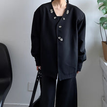 Load image into Gallery viewer, Padded Shoulder Button Loose Suit Jacket