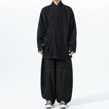 Load image into Gallery viewer, Vintage Washed Denim Cross Front Kimono Coat
