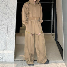 Load image into Gallery viewer, Hollow Strap Hooded Sweatshirt Two-Piece Set