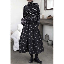 Load image into Gallery viewer, Women’s Ink-wash Polka Dot Turtleneck Pleated Base Layer Top