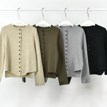Load image into Gallery viewer, Women's Curved Hem Crew Neck Loose Knit Cardigan Sweater