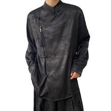 Load image into Gallery viewer, Irregular Jacquard Stand-up Collar Buttoned Tassel Casual Shirt