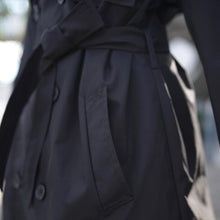 Load image into Gallery viewer, Black Knee-length Trench Coat
