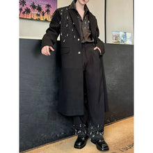 Load image into Gallery viewer, Rhinestone Crystal Pendant Thickened Woolen Long Lapel Trench Coat