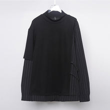 Load image into Gallery viewer, Striped Fake Two-piece Irregular Thick Plus Fleece Loose Sweatshirt